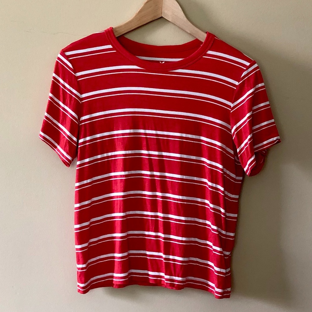 American Eagle Outfitters Orange Striped Tee